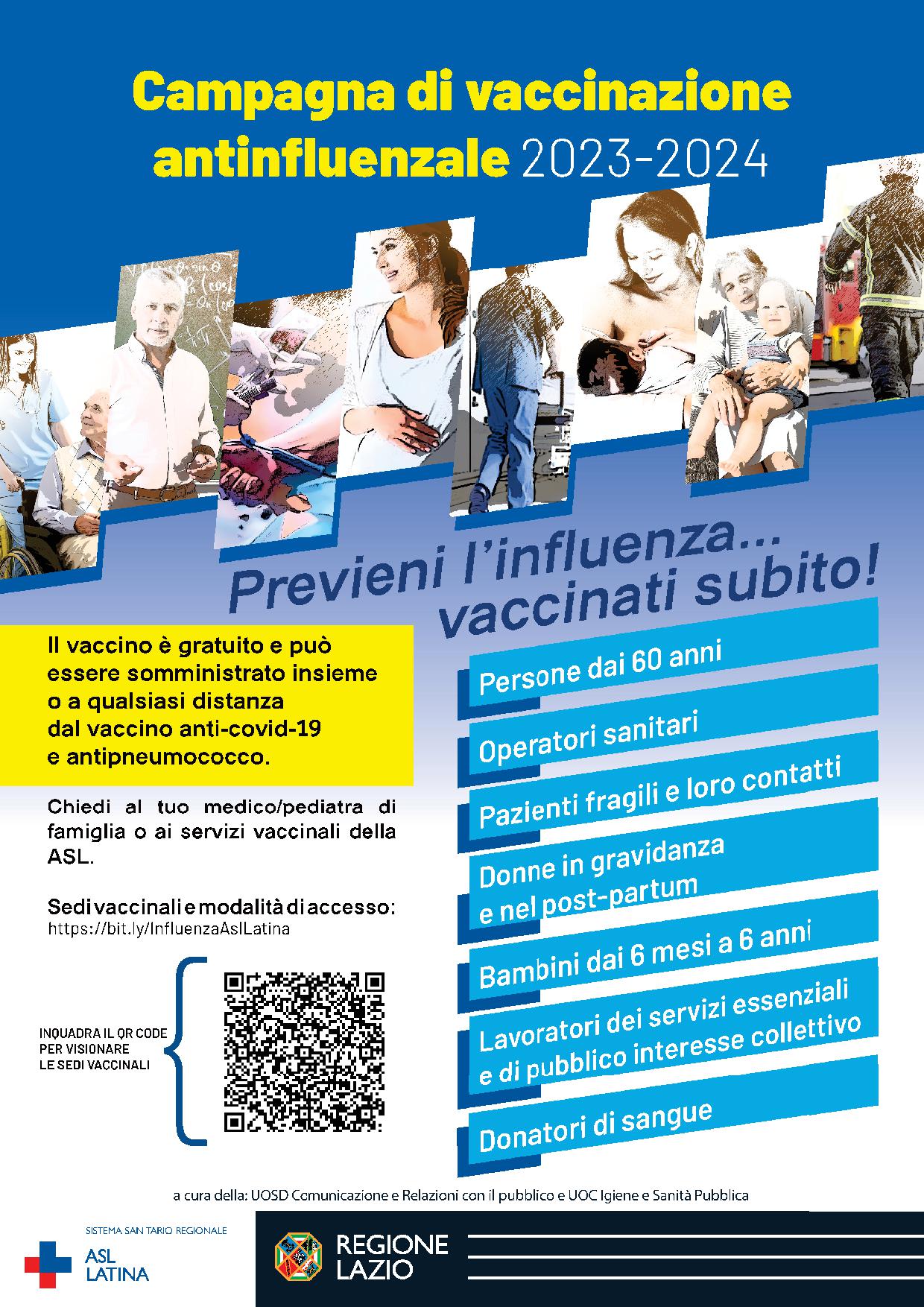 locandina asl latina - campagna vaccinale influenzale 2022-2024
